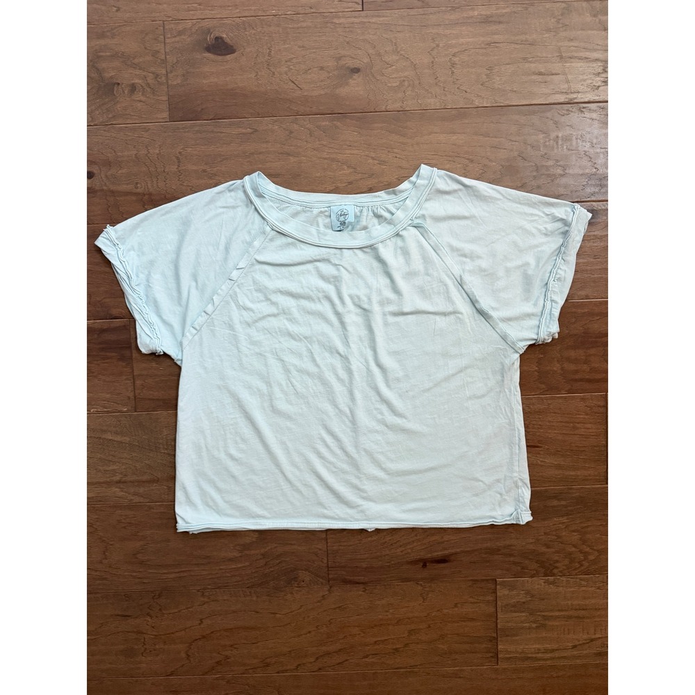 U.S. Vintage Collection Crop Top Womens L/XL Light Blue Cotton Boxy Boho